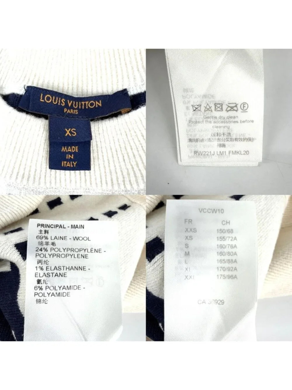 Louis Vuitton Knit Signature Chunky Stripe Pullover Long Sleeve White Navy XS